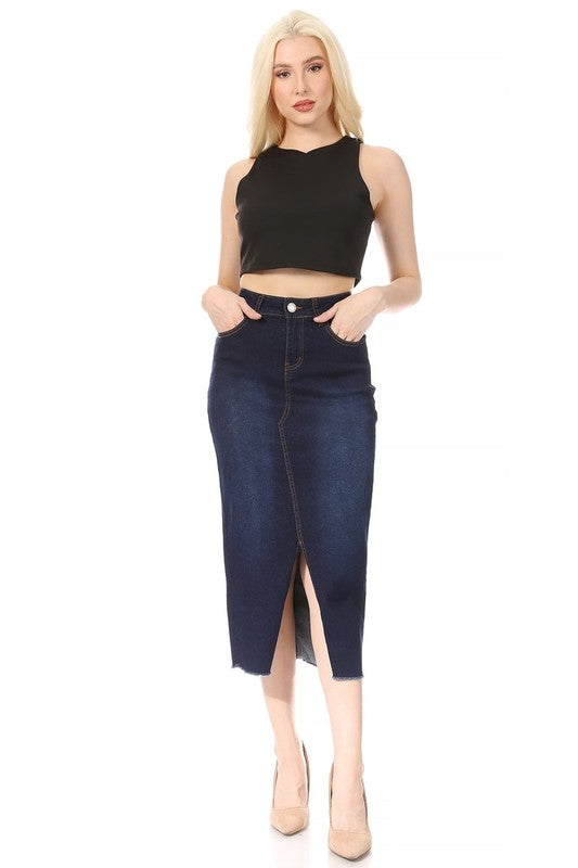 Skirt denim 5 pockets calf